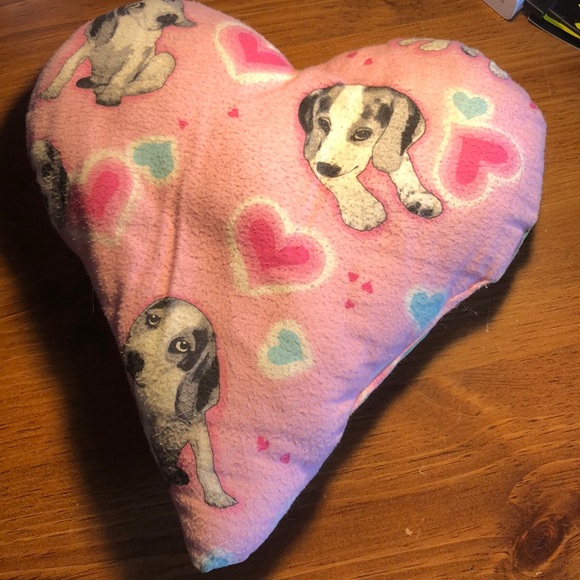 2 sided girls Heart Pillow With Dogs and Colors - Picture 1 of 3